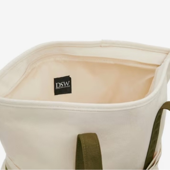 DSW Cream and Olive Tote Bag - Picture 4 of 7
